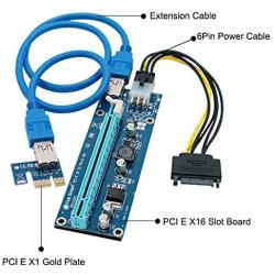 FebSmart PCI-E Riser for Bitcoin-Litecoin-ETH Coin PCIe VER006C 6 PIN 16x to 1x Powered Riser Adapter Card 6-Pin PCI-E to SATA Power Cable-GPU Riser Adapter-Ethereum Mining ETH (6 PCS)