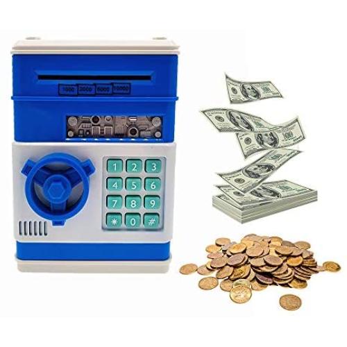 HeQiao Electronic Paper Money Banks Password Safe Digital Coin Bank (Blue) HeQiao Electronic Paper Money Banks Password Safe Digital Coin Bank (Blue)