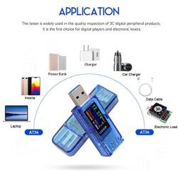 MakerHawk USB 3.0 Tester, USB Power Meter, 3.7-30V 0-4A Voltage Tester Multimeter, USB Current Meter Tester, IPS Color Display Voltmeter Ammeter, USB Charger Tester AT34 (1PCS)