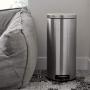 NINESTARS CB-SOT-30-1/5-1 Step-on Trash Can Combo Set, 8 Gal 30L & 1.2 Gal 5L, Stainless Steel Base (Round, Stainless Steel Lid)