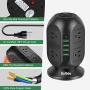 EyGde Power Strip Tower Surge Protector, Multi Plug Outlet with 10Ft Long Extension Cord, 8 AC Outlets 3.1A 4 USB Ports Charging Station for Home Office Dorm Room