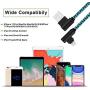 iPhone Charger Cord Right Angle Lightning Cable 5 Pack (3/3/6/6/10FT) Nylon Braid 90 Degree Charging Cord Fast Charging & Data Sync Cord Long Compatible iPhone 12 11 Pro XS Max/X/8/7/Plus iPad Blue