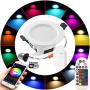 Smart Led Downlight Kit, FVTLED 6pcs WiFi Wireless Bluetooth 5W Dimmable Recessed Spot RGBWC Multicolor Color 5 in 1 Ceiling Spotlight with Remote Control & BT Mesh Smart Bridge