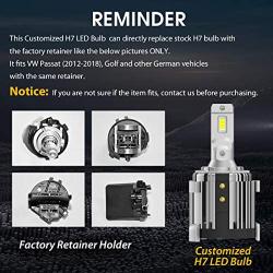 LASFIT H7 LED Bulbs for Volkswagen Passat Golf GTI Tiguan w/Retainer-Adapter, Plug & Play, 6000LM 6000K (2PCS)