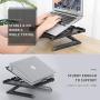 Laptop Stand Ergonomic, Jelly Comb Multi-Angle Adjustable Laptop Riser with Built-in Foldable Legs and Phone Holder, Ventilated Notebook Stand Tray for MacBook, Desktop Computer, Tablet (Black)