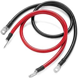 Spartan Power 4 AWG 1 Foot Battery Cable Set Four Gauge Wire Made in America 1 FT with 3/8'' Ring Terminals