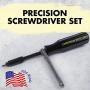 Chapman MFG 7331 All-Purpose Standard Screwdriver Set - Includes Phillips, SAE Allen Hex & Slotted/Flathead Bits, Complete Set Offers 24 USA Made Insert Bits + Mini Ratchet Hand Tool (Desert Tan Case)