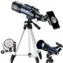 ESSLNB Telescope for Kids 70mm Refractor Telescope with Smartphone Adapter 51.6in Tripod Astronomical Telescopes for Astronomy Beginners Adults 3X Barlow Moon Filter Fully Coated Lens