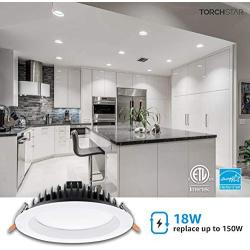 TORCHSTAR 6 Inch LED Slim Recessed Lighting with Junction Box, 18W(150W Eqv.), Dimmable Airtight Downlight, IC Rated, 1500lm, 5000K Daylight, ETL & Energy Star Listed, 5 Years Warranty, Pack of 6