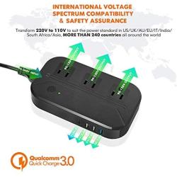 Voltage Converter 2300W International Power Converter Step Down 220v/240v to 110v/120v Travel Adapter Transformer w/ 4 USB 3 AC Outlets 7 Worldwide Plug Adapters EU/US/AU/IT/UK/India/South Africa