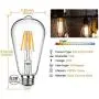 Edison Led Bulbs Dimmable Light Bulb 8W - 75 Watt Equivalent Vintage Style Filament Bulb 2700K Warm White E26 650 Lumen 6-Pack