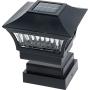 GreenLighting 2 Pack Tokyo #5 Aluminum Solar Post Cap Light - LED for 4x4 Wood/5x5 PVC (Black)