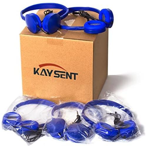Wholesale Bulk Headphone Earphone Earbud - Kaysent(KHP0-25DBlue) 25 Pack Wholesale Dark Blue Headphone for School, Classroom, Airplane, Hospiital, Students,Kids and Adults