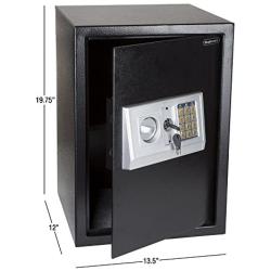 Stalwart Digital Safe-Electronic, Extra-Large, Steel, Keypad, 2 Manual Override Keys-Protect Money, Jewelry, Passports-for Home or Business, Black, 14'' L x 12'' W x 20'' H - 65-EA-50