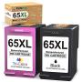 Palmtree Remanufactured Ink Cartridge Replacement for HP 65XL 65 XL to fit with Envy 5055 5052 5058 DeskJet 3755 2652 2655 3722 3723 3752 3758 3730 3720 3700 2622 2655 (1 Black, 1 Color)