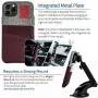 Dockem iPhone 11 Pro Wallet Case: Built-in Metal Plate for Magnetic Mounting & 2 Credit Card Holder Slots (5.8'' Luxe M2 Synthetic Leather, Maroon and Grey)