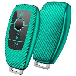 ELOHEI for Mercedes Benz Key Fob Cover, Premium Soft TPU Stripes 360 Degree Full Protection Key Case Cover for Mercedes Benz E Class, 2018 up S Class, 2017 2018 W213 Keyless Smart Key Fob (Green)