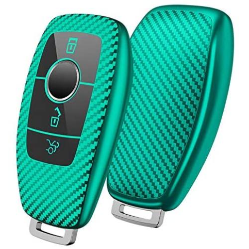 ELOHEI for Mercedes Benz Key Fob Cover, Premium Soft TPU Stripes 360 Degree Full Protection Key Case Cover for Mercedes Benz E Class, 2018 up S Class, 2017 2018 W213 Keyless Smart Key Fob (Green)
