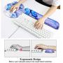 Meffort Inc Mouse Pad Wrist Support & Gaming Keyboard Wrist Pad Combo Set – Durable Ergonomic Anti Slip Non-Slip Round Base Rest Support - Blue Purple Butterfly