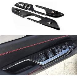 XITER 4pcs ABS Carbon Fiber Car Interior Automobile Door Window Control Panel Cover Molding Door Lock Switch Trim Accessories For Honda 10th Civic 2016 2017 2018 2019 2020 (BLACK)