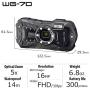Ricoh RICOH WG-70 Black Waterproof Digital Camera 16MP High Resolution Images Waterproof 14m Shockproof 1.6m Underwater Photography 6-LED Ring Light Digital Microscope Mode Tough Body Design.