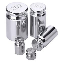 TOODOO 1g 2g 5g 10g 20g Gram Set for Digital Scale Balance and 1 Piece Calibration Weight Tweezer, Silver