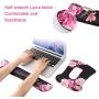 iLeadon Keyboard Wrist Rest Pad and Mouse Wrist Rest Support Mouse Pad Set, Non Slip Rubber Base Wrist Support with Ergonomic Raised Memory Foam for Easy Typing & Pain Relief, Adorable Peony Flower