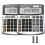 XINPENGFA Office Calculator, Solar and Battery Dual Power, Metal Surface 12 Digit Display Big LCD and Large Button（Pack of 2）