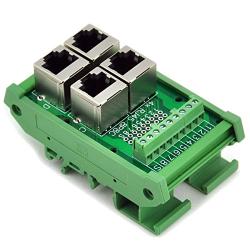 Electronics-Salon RJ45 8P8C 4-Way Buss Board DIN Rail Mount Interface Module.