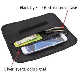 Faraday Bag, Wisdompro RFID Signal Blocking Bag Shielding Cage Pouch Wallet Case for Cell Phone Privacy Protection and Car Key FOB, Anti-Tracking, Anti-Spying Case Blocker - Black