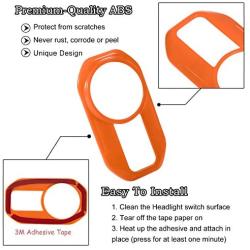 Headlight Lamp Switch Trim Cover Button Decoration Interior Accessories for 2018-2021 Jeep Wrangler JL JLU & Gladiator JT (Orange)