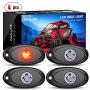 Nilight LED Rock Light 4PCS Red Light Pods Waterproof Under Body Wheel Well Light Exterior Interior Lights for Car Truck Pickups ATV UTV SUV Motorcycle Boat, 2 Years Warranty