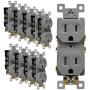 ENERLITES Tamper-Resistant Child Safe Duplex Receptacle Outlet, Residential Grade, 3-Wire, Self-Grounding, 2-Pole, 15A 125V, UL Listed, 61580-TR-GY-10PCS, Gray (10 Pack)