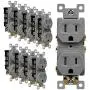 ENERLITES Tamper-Resistant Child Safe Duplex Receptacle Outlet, Residential Grade, 3-Wire, Self-Grounding, 2-Pole, 15A 125V, UL Listed, 61580-TR-GY-10PCS, Gray (10 Pack) ENERLITES Tamper-Resistant Child Safe Duplex Receptacle Outlet, Residential Grade, 3-Wire, Self-Grounding, 2-Pole, 15A 125V, UL Listed, 61580-TR-GY-10PCS, Gray (10 Pack)
