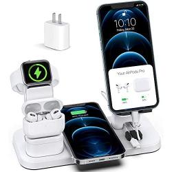 Wireless Charger Stand, CEREECOO 4 in 1 Wireless Charging Station Dock Compatible with iPhone Series12/11/11pro/Xr/Xs/X/Max/8/8Plus Apple Watch6/5/4/3 AirPods Pro/1/2(iWatch Charger Required)