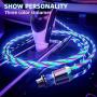 Flowing LED Magnetic Charging Cable 3 in 1 Magnetic Cable Visible LED Glowing Light 5ft Streamer Magnet USB Charger Cable Compatible with Android,Micro USB,Type C/USB C,i-Product Smartphone Tablet
