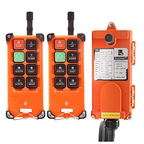NEWTRY 8 Buttons Wireless Crane Remote Control 12V 2 Transmitters Industrial Channel Electric Lift Hoist Radio Switch Receiver (F21E1B Transmitter + DC 12V Receiver)