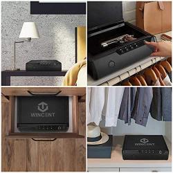 Biometric Gun Safe, Quick Access Gun Safes for Pistols with Fingerprint & Electronic Keypad Lock, Firearm Safe Box with Auto Open Lid Pneumatic Rod, Two Guns Capacity