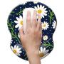 Boutilon Wrist Mouse Pad, Non-Slip Ergonomic Mouse Pad with Gel Wrist Rest Support, Gaming Mouse Pad 8.7 x 7.5 inches Pad for Computer, Laptop, Home, Office (Daisy Flowers White-Wrist)