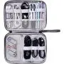 Electronic Accessories Organizer, Universal Travel Digital Accessories Storage Bag for Portable Charger, Cables, Earphone, iPhone, Cord, Customize Inside with Dividers, Red