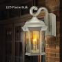 Euri Lighting EFL-140W-MD Flame Lantern Water Glass, with Integrated Security Light (3000K), Photocell and Motion-Sensor (Dusk-to-Dawn), White Housing