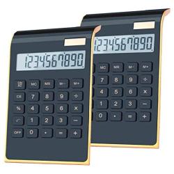Office Calculator,BESTWYA 10-Digit Dual Power Business Handheld Desktop Calculator for Office Student (New Black,Pack of 2)