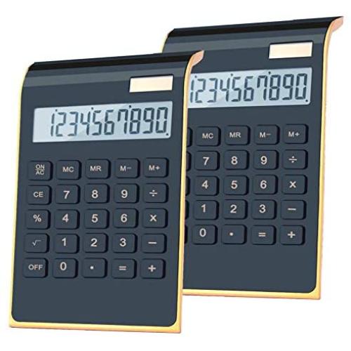 Office Calculator,BESTWYA 10-Digit Dual Power Business Handheld Desktop Calculator for Office Student (New Black,Pack of 2)