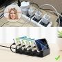 Foldable USB Charging Station Dock - 5-Port - Fast Charger Docking Station for Multiple Devices - Multi Device Charger Organizer - Compatible with Apple iPad iPhone and Android Cell Phone and Tablet