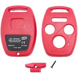 Horande Red 3+1 Buttons Keyless Entry Key Fob Cover fit for Honda 2003-2011 Accord 2005-2006 CR-V Ridgeline Civic Pilot Replacement Key Fob Shell (2PCS)