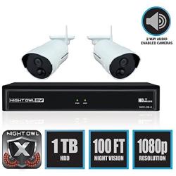 Night Owl WNVR201-42P-B 4 Channel 1080p Wireless Smart Security Hub with 2 x 1080p Infrared IP Cameras and 1 TB HDD, White