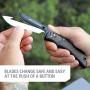 Outdoor Edge 3.5'' RazorLite EDC - Replaceable Blade Folding Knife with Pocket Clip and One Hand Opening for Everyday Carry (Gray, 6 Blades)