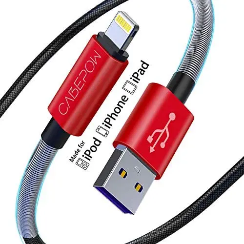 iPhone Charger Cable 3ft for MFi Certified, Cabepow 3 Foot Lightning Cable Fast Charging Cord 3 Feet for iPhone 11/11 Pro /11 Pro Max/XS/XS Max/XR/X/8/8 Plus/7/6/5/SE [2 Pack]-Red