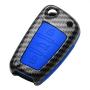 TANGSEN Flip Key Fob Case for AUDI A1 A3 A4 A5 A6 A8 Q3 Q5 Q7 R8 RS S3 S4 S5 S6 S8 TT QUATTRO 3 4 Button Keyless Entry Personalized Double Protective Cover ABS Plastic Carbon Fiber Blue Silicone