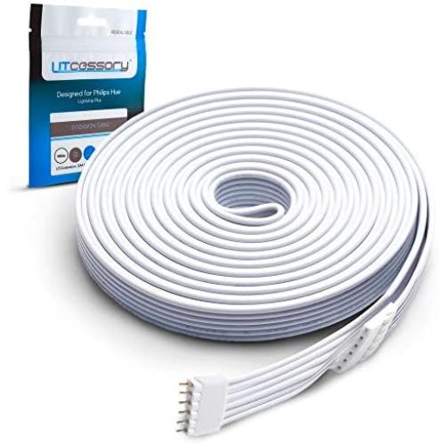 Litcessory Extension Cable for Philips Hue Lightstrip Plus (10ft, 1 Pack, White)